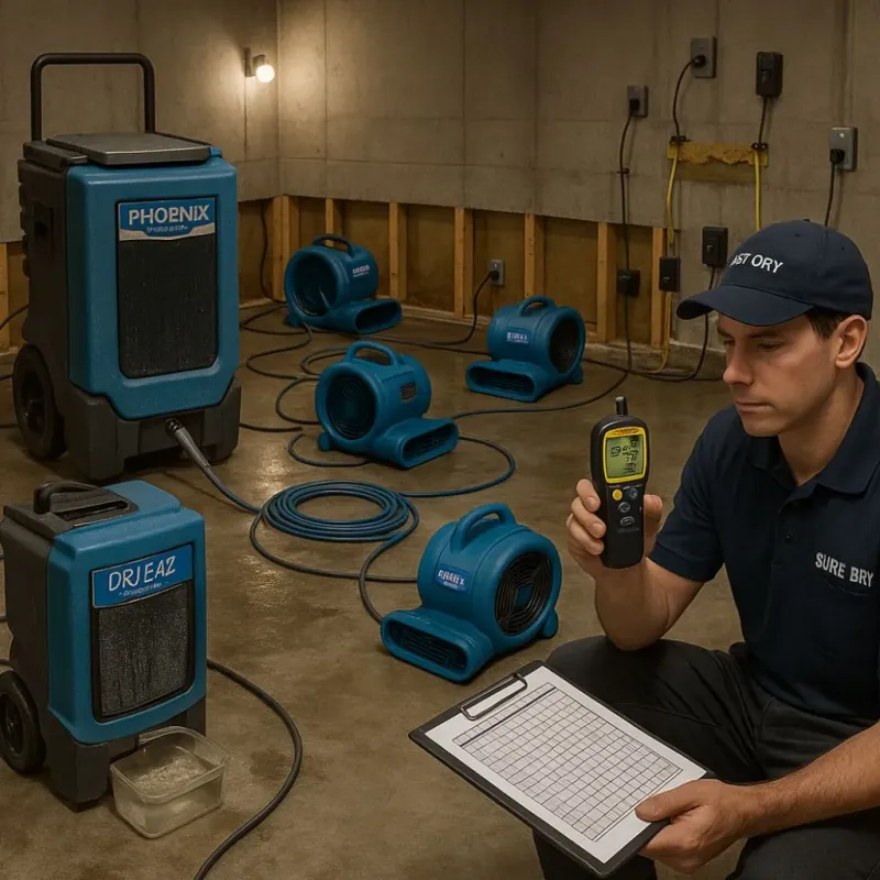 Structural Drying and Dehumidification process in Vinco, PA